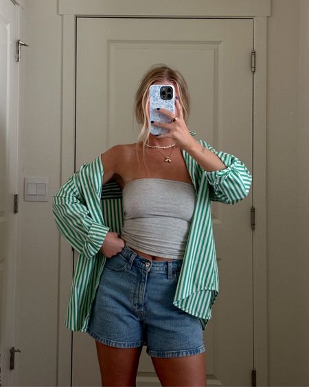 Summer fit 🌼🫶🏼 my striped pullover is from @alteregofashions - I tagged the FP version but if you head to their Instagram they have a cheaper and similar version! 🤍 shorts fit TTS and wearing a S in the tube top! Pearl necklace is from Hey June and you can use code BROOKELYN 🤍

#LTKStyleTip #LTKFindsUnder50 #LTKSeasonal