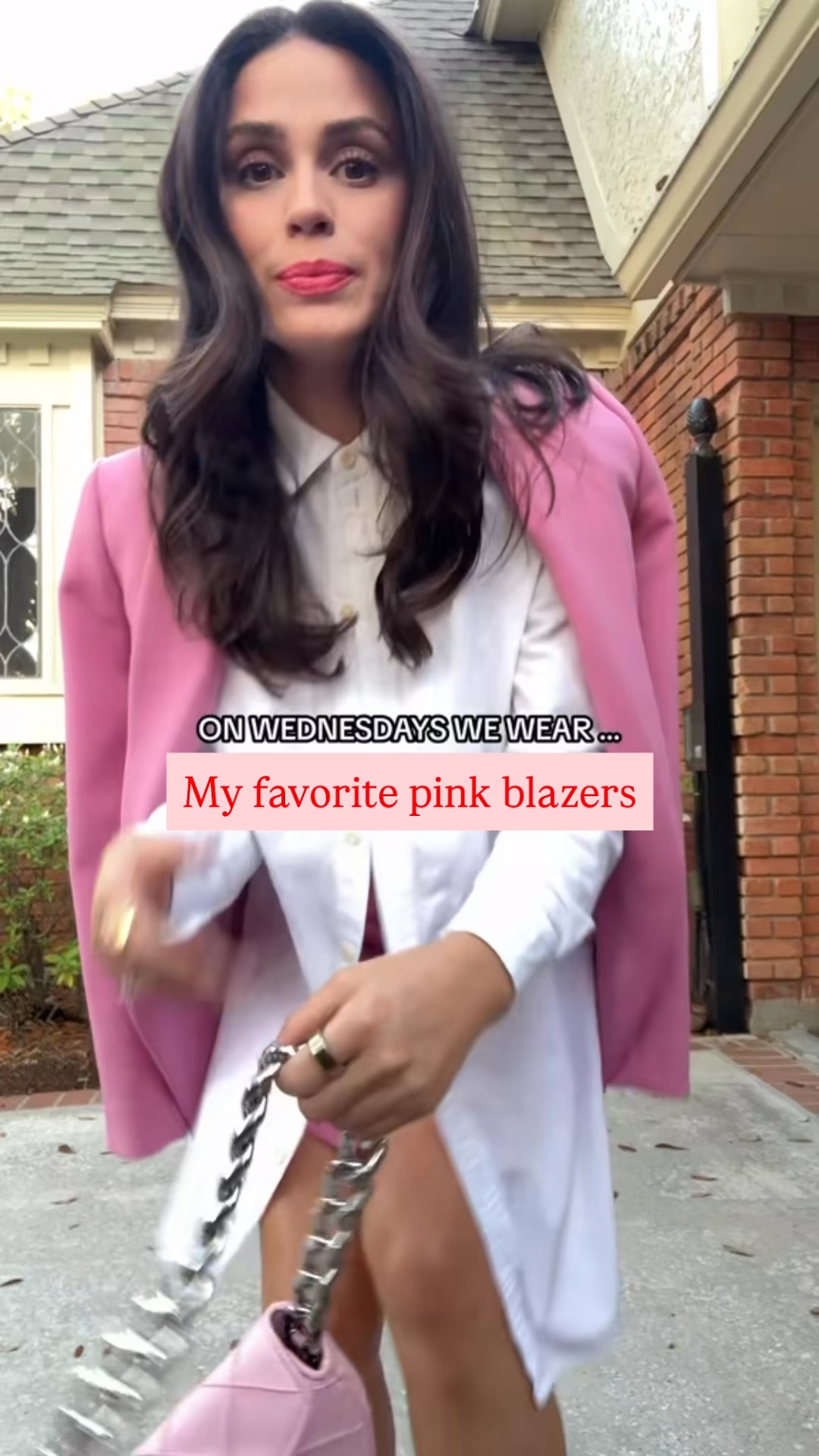 A pink blazer is not a statement piece — it's actually one of the most useful things you can add to a spring wardrobe right now.

It works over white wide-leg trousers for a lunch meeting. Over a slip dress for an event. With denim and a tank when you need an outfit in under three minutes. The pink does the heavy lifting so everything else can stay simple.
I pulled together current options across every price point — $55 all the way to $600 — because this is one of those silhouettes where fit and cut matter more than the price tag. A well-cut $60 blazer will always beat a sloppy $300 one. 

 