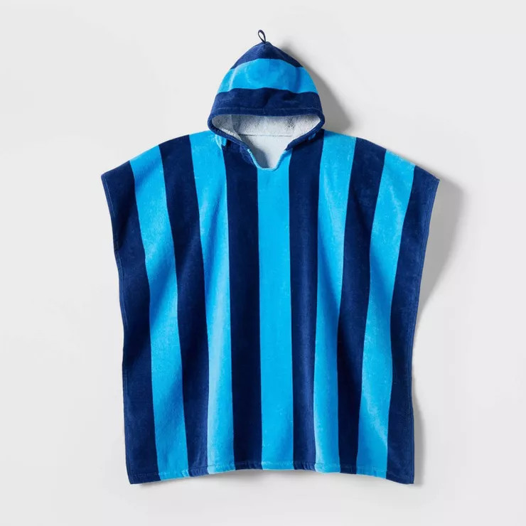 Kids Poncho Striped Beach Towel Navy Blue - Sun Squad™ | Target
