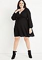 Plus Size Black Ribbed Mini Wrap Dress | Maurices