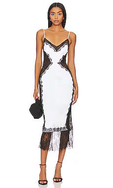 NBD Lilia Midi Dress in White & Black from Revolve.com | Revolve Clothing (Global)