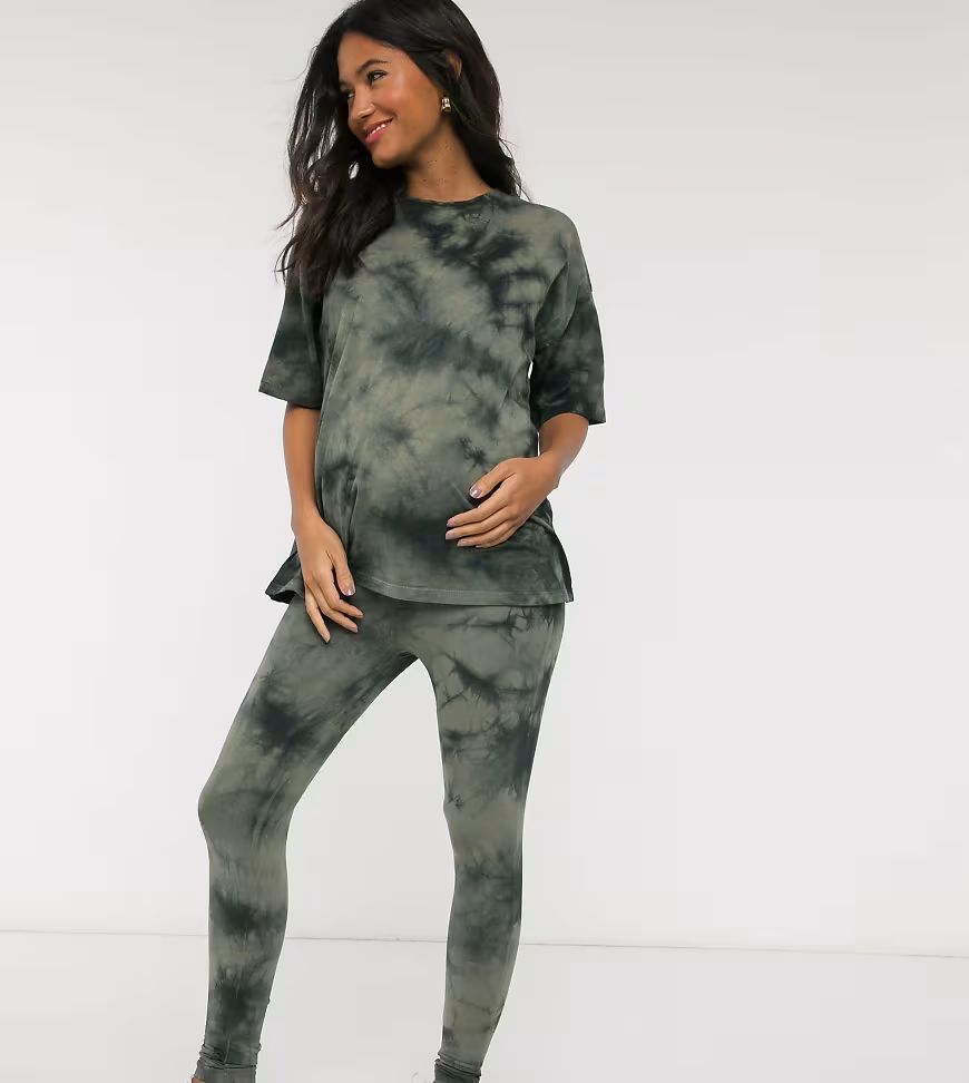 ASOS DESIGN Maternity two-piece legging in tonal tie dye-Green | ASOS (Global)