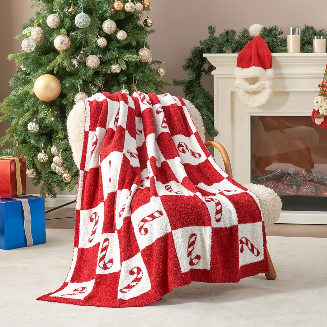 Snuggle Sac Candy Cane Throw Blanket Red 50x60 inches | Amazon (US)