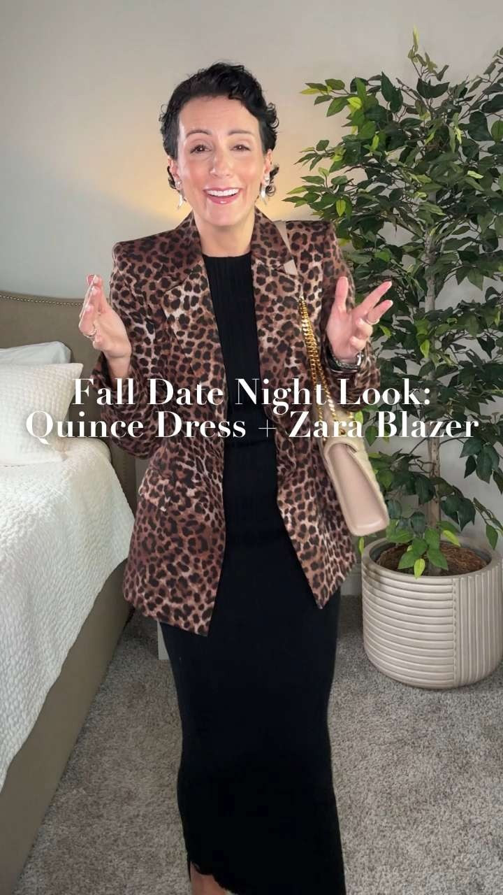 Okay, this might be my favorite date night outfit yet 😍 I’m wearing this thick knit cotton dress from Quince — soft, fitted, and classy with just the right amount of detail in the back. Threw on my Zara animal print blazer that snatches the waist so nicely (hello, instant confidence boost). Added my comfy Stuart Weitzman chunky heels and a nude purse to keep it chill but polished. Simple, a little bold, and totally date-night ready.

For makeup, I used Estée Lauder lipstick in “Determined,” NARS lip liner in “Cap’dall,” and NARS liquid blush in “Orgasm.” The combo gives that soft, glowy look without trying too hard.

Simple, a little bold, and totally date-night ready. 

 #LTKPetite #LTKStyleTip #LTKShoeCrush