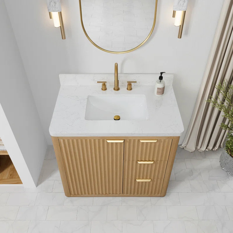 Adela 36'' Single Bathroom Vanity with Cultured Marble Top | Wayfair North America