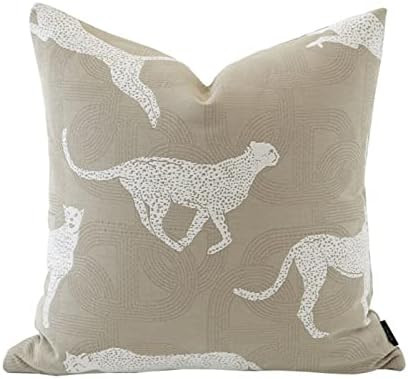 20x20'' Inches Throw Pillow Cushion Cover - Leopard Pattern Chenille Jacquard Luxury Style Couch ... | Amazon (US)