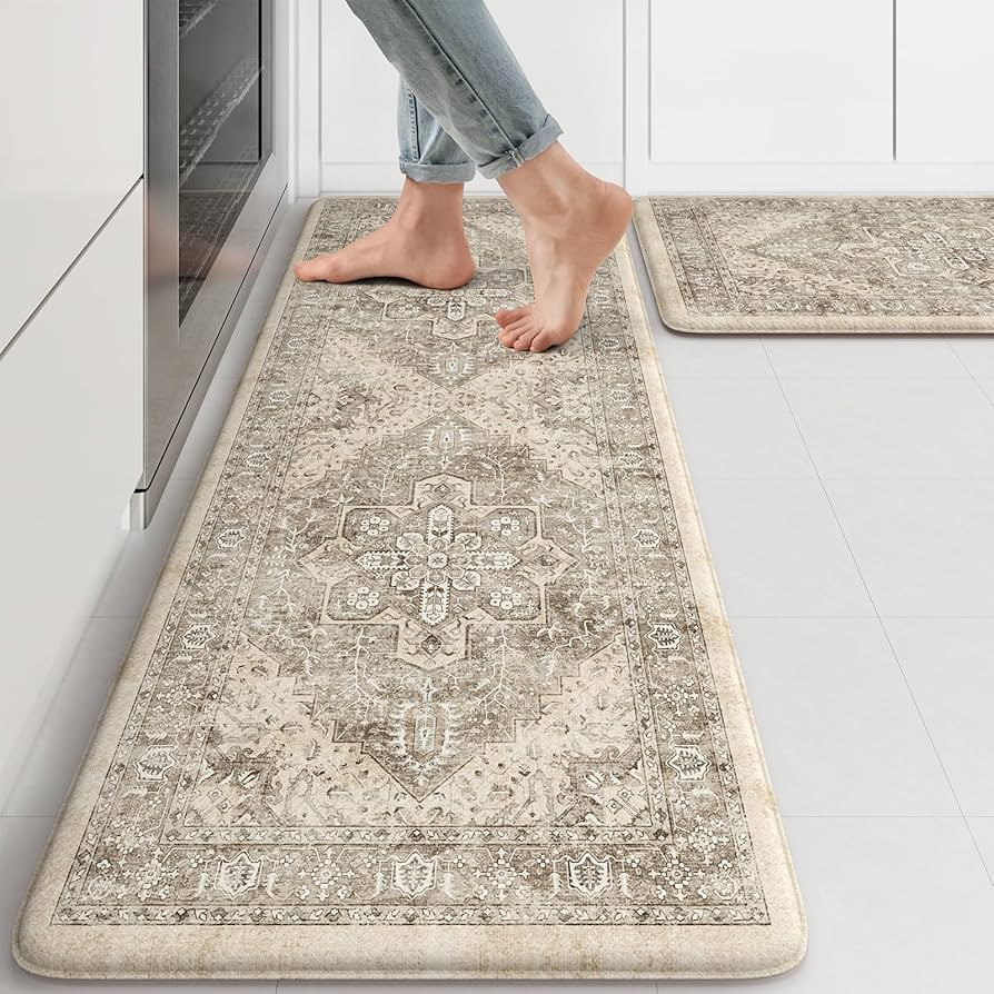 KIMODE Anti Fatigue Kitchen Mats 2 PCS 17"x47"+17"x29", Boho Kitchen Rugs and Mats, Non Slip Cush... | Amazon (US)