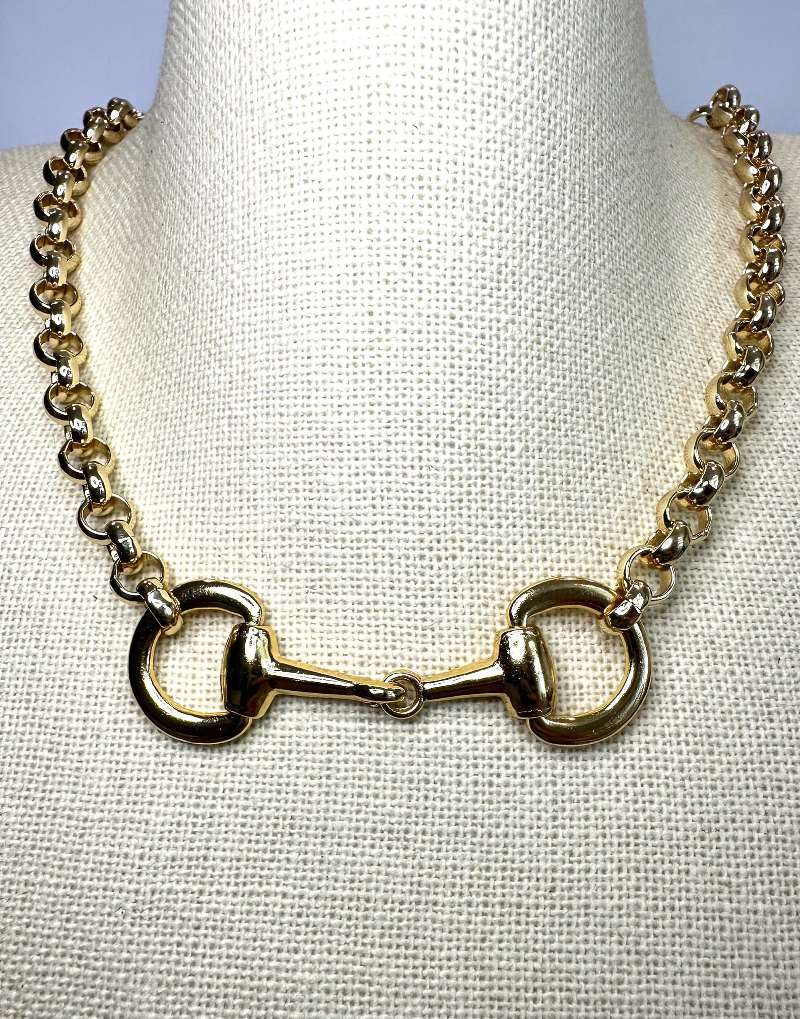 Equestrian Horse Snaffle Bit Shiny Gold Rolo Chain Necklace - Etsy | Etsy (US)