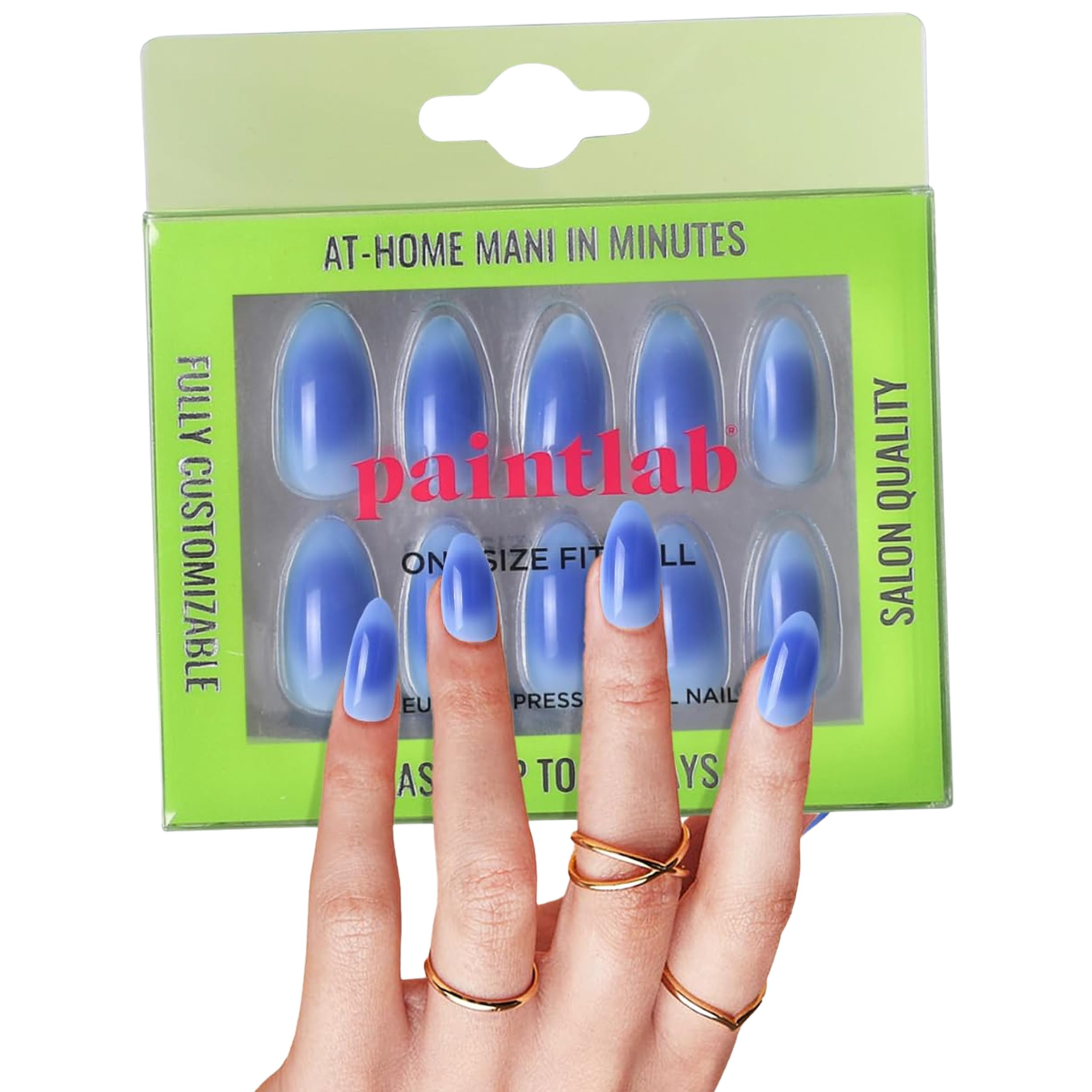 PaintLab Press-On Nails Manicure Kit, 888 - Aura, 24-Piece Set, Long-Lasting Fake Nails with Glue, File, Prep Pad & Cuticle Stick | Amazon (US)