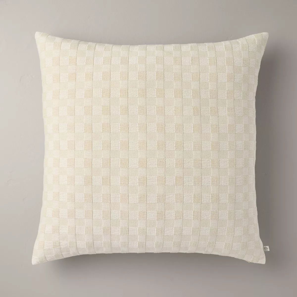 26"x26" Checkerboard Textured Euro Pillow Beige - Hearth & Hand™ with Magnolia | Target