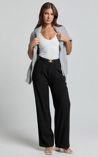 Augustus Pants - High Waisted Wide Leg Tailored Pants in Black | Showpo (ANZ)