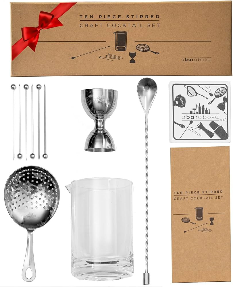 A Bar Above 10 Piece Cocktail Mixing Glass Set, Lead Free Cocktail Set with Mixing Glass, Bar Spo... | Amazon (US)
