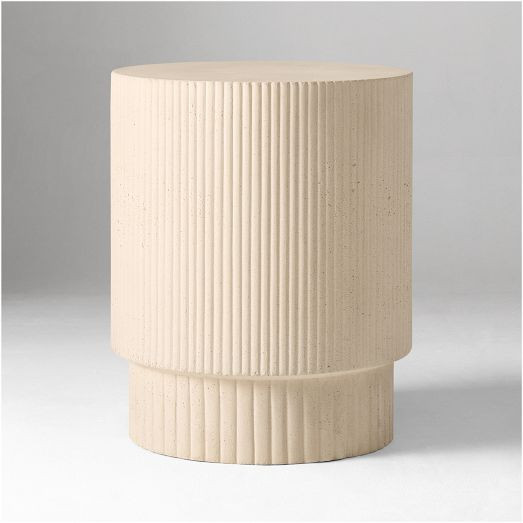 Fluted Concrete Indoor/Outdoor Side Table (16") | West Elm (US)