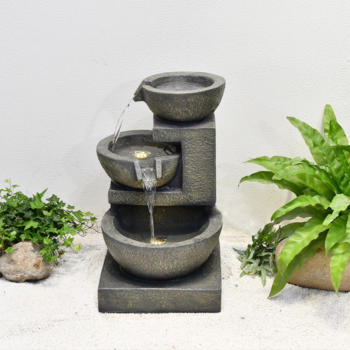 Cascading Bowl Fountain with Dual Warm White LED Lights | Wayfair North America
