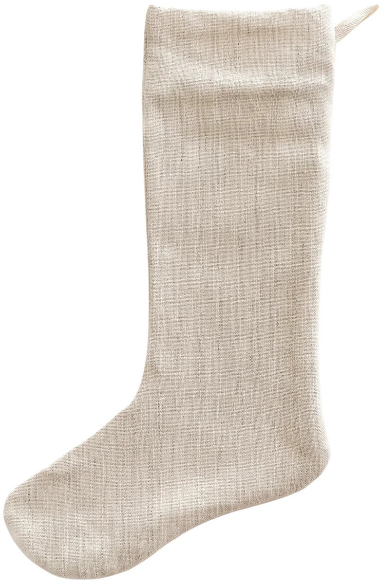 White Vintage Linen Christmas Stocking | Hackner Home (US)
