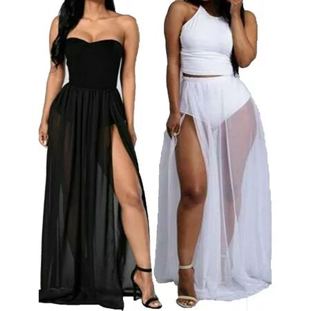 Women Bikini Cover Up Swimwear Sheer Beach Maxi Wrap Skirt Sarong Pareo Dress | Walmart (US)