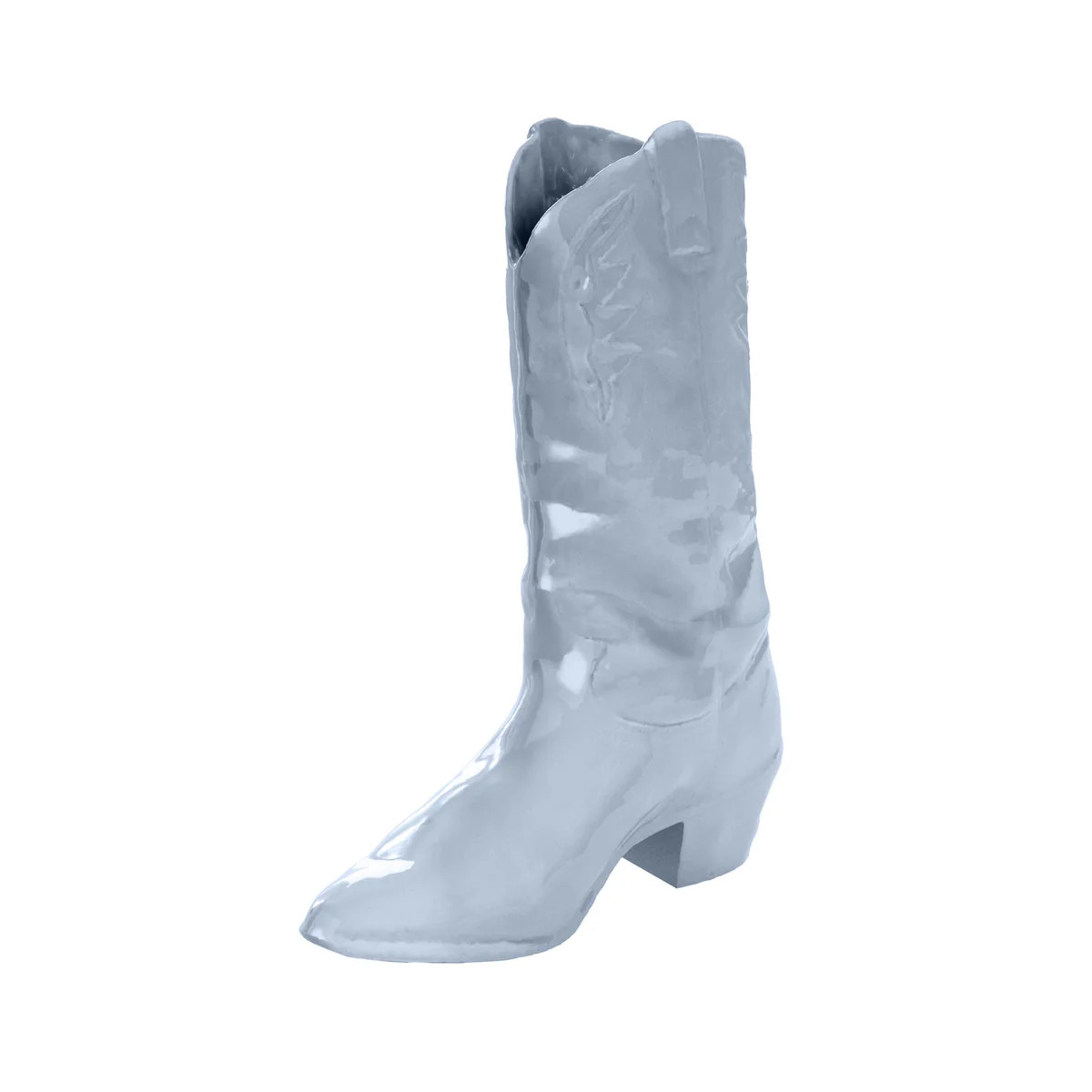 Cowboy Boot Vase in Denim | Handmade Ceramic Cowboy Boot Vase | Scout Design Studio