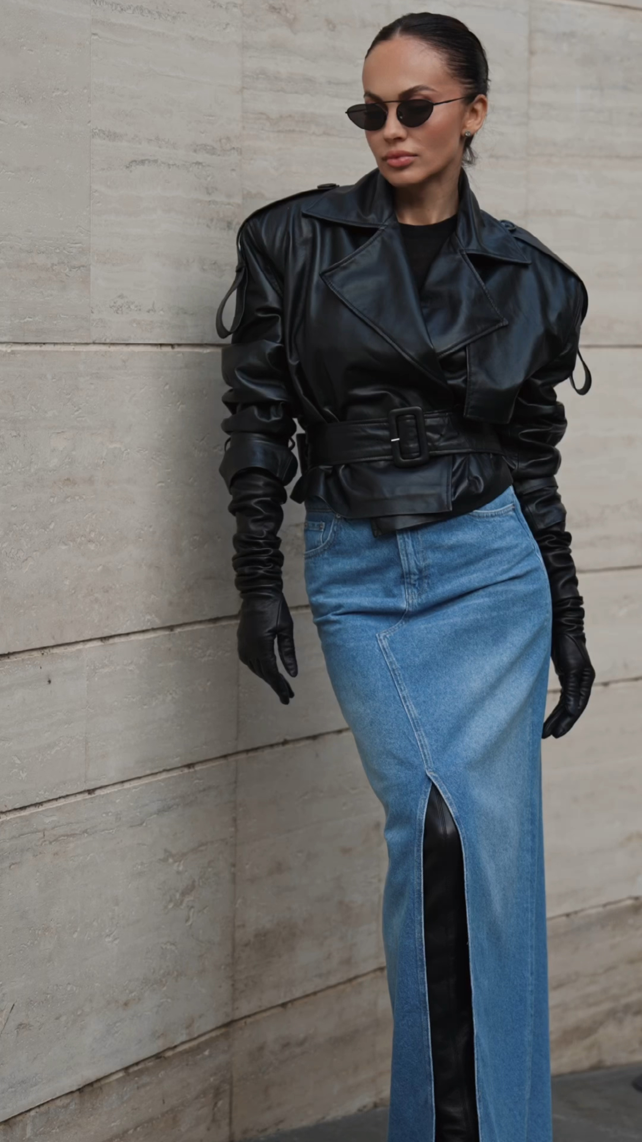 Bold outfit, leather and denim mix!

#LTKVideo #LTKstyletip #LTKbeauty