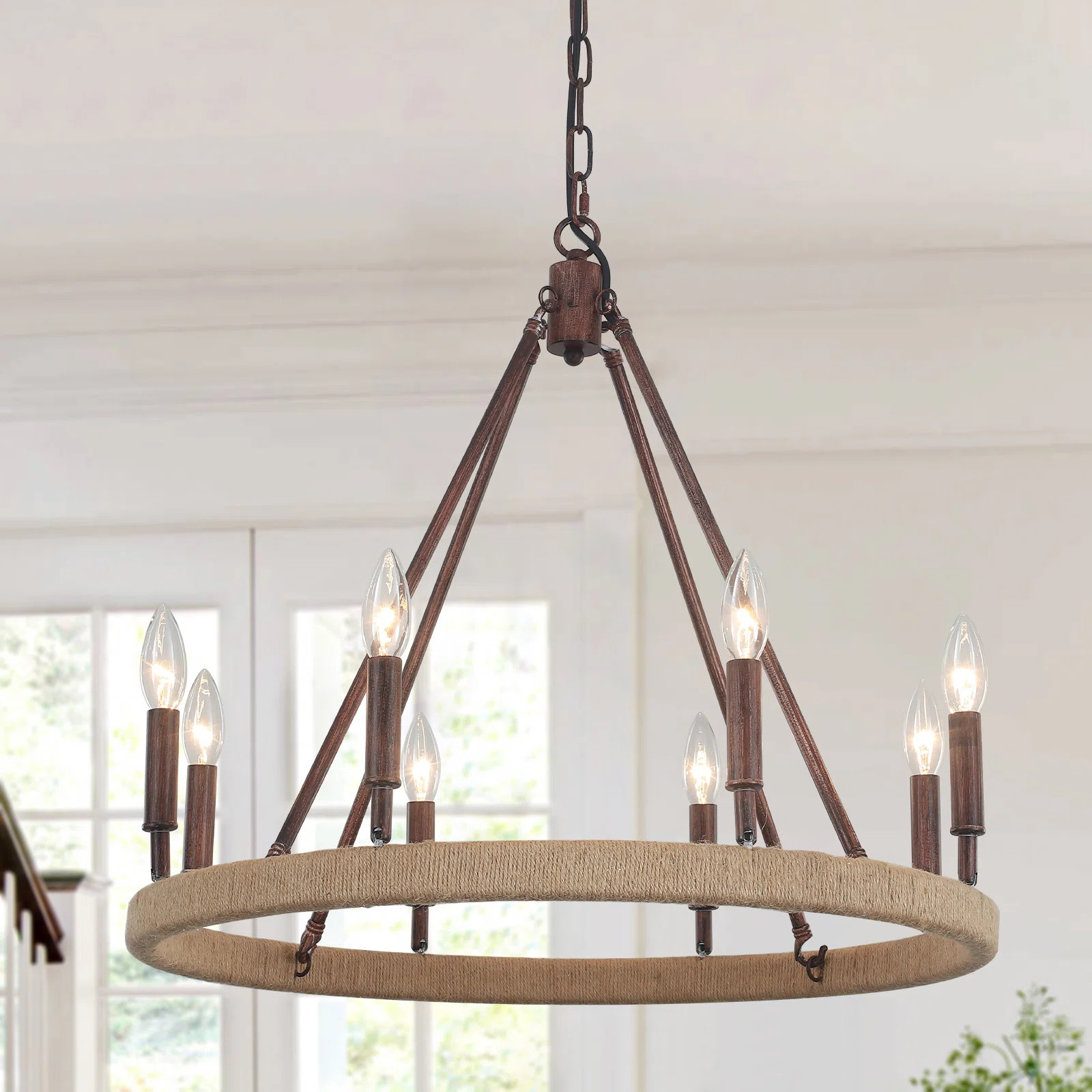 Hendon 12 - Light Dimmable Kitchen Island Wagon Wheel Chandelier | Wayfair North America