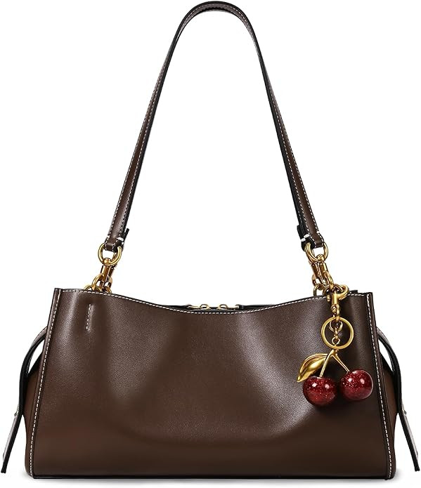 Shoulder Bag Medium Pu Leather Tote Bag For Women Trendy Designer Handbag With Cherry Pendant For... | Amazon (US)