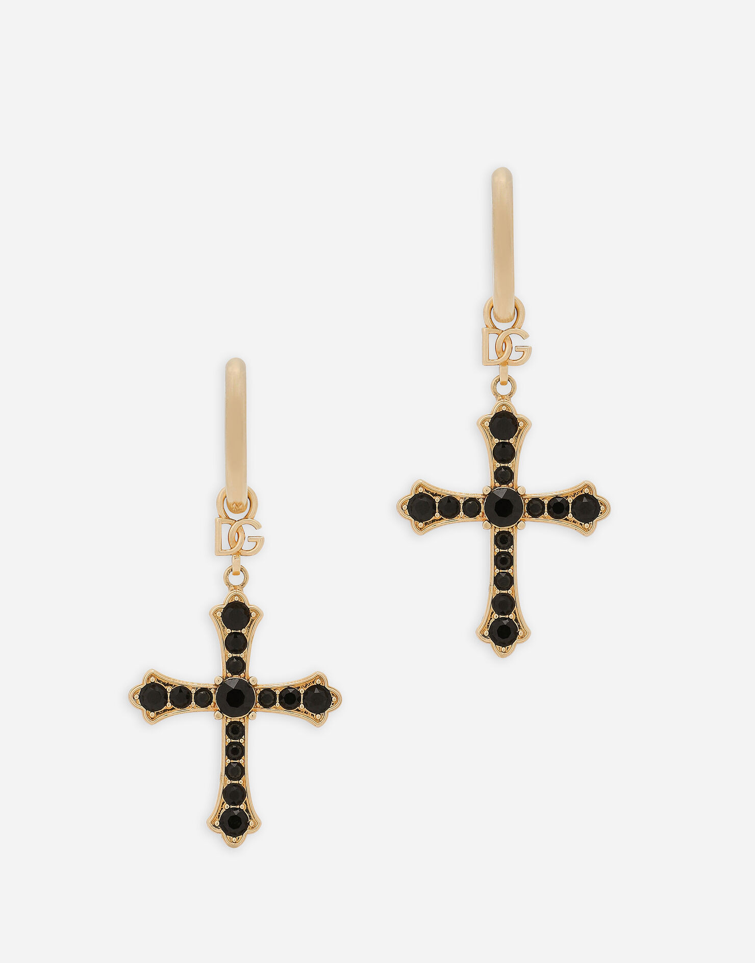 Creole earrings with rhinestone crosses | Dolce & Gabbana US
