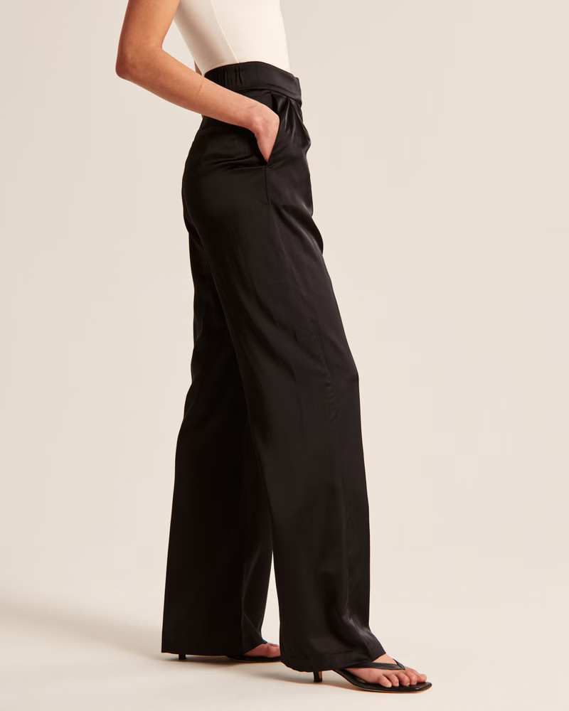 Tailored Satin Wide Leg Pant | Abercrombie & Fitch (US)