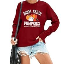 KIDDAD Fall Sweatshirt for Women Farm Fresh Pumpkins Halloween Sweatshirt Long Sleeve Fall Pullov... | Amazon (US)