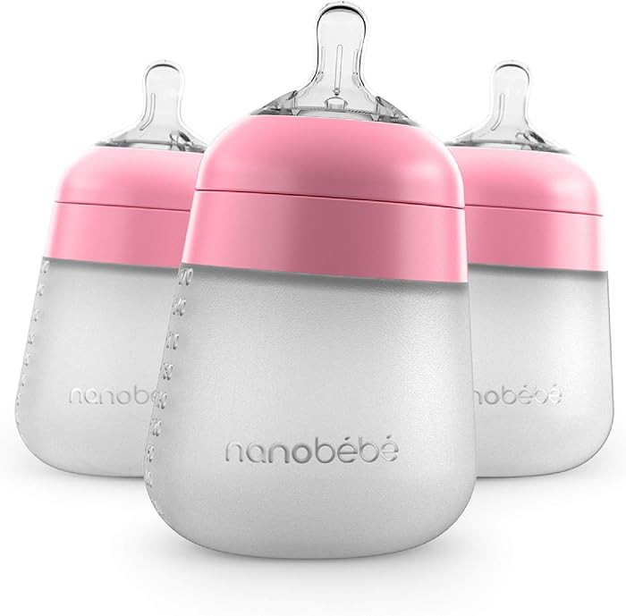 Nanobebe Flexy Silicone Baby Bottle, Anti-Colic, Natural Feel, Non-Collapsing Nipple, Non-Tip Sta... | Amazon (US)