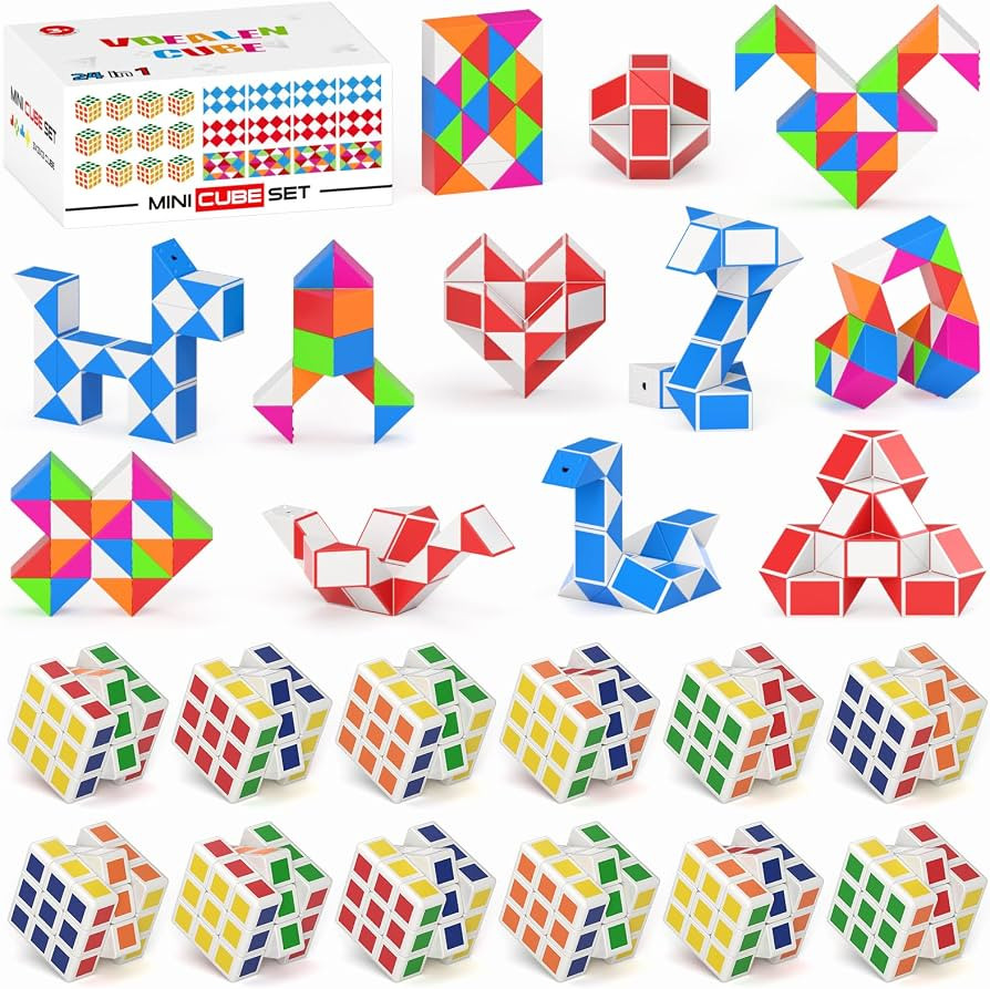 Vdealen 24 Pack Mini Cube&Fidget Snake Cube Puzzle Party Favors for Kids, School Rewards&Classroo... | Amazon (US)