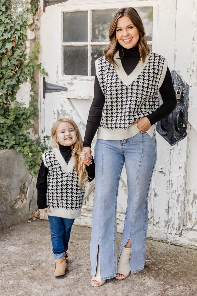 London On My Mind Kids Houndstooth Sweater Vest | Pink Lily
