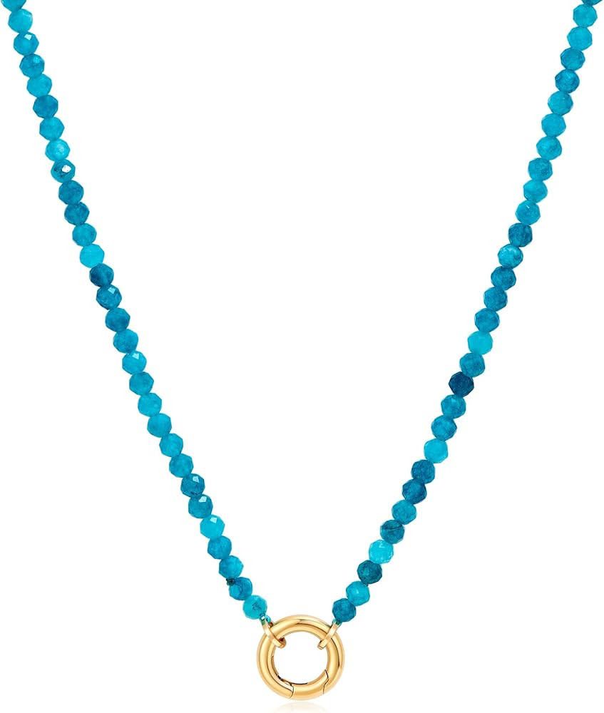 FAMARINE Colorful Stone Choker Necklace for Women Trendy Dainty Beaded Necklace Beach Waterproof ... | Amazon (US)