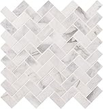 MSI Calacatta Cressa Herringbone Honed Marble Tile for Kitchen Backsplash, Wall Tile for Bathroom, A | Amazon (US)