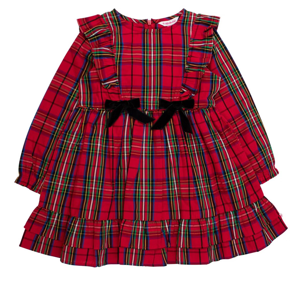 RuffleButts Toddler Girls Woven Long Sleeve Waterfall Bow Dress | Target