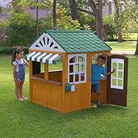Outdoor Playhouse, Made from Plastic, Scalloped Roof, 3 Bay Windows, Caf-style Striped Canopy, Playi | Amazon (US)