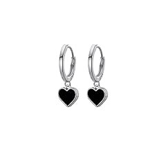 SLUYNZ 925 Sterling Silver Black Heart Hoop Earrings for Teen Girls Love Heart Hoop Earrings Hugg... | Amazon (US)