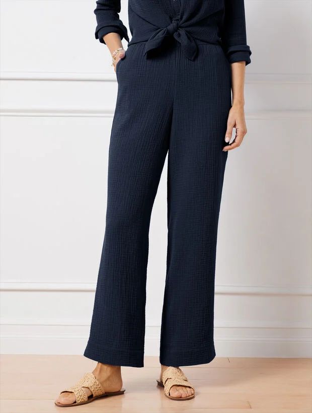 Airy Gauze Wide Leg Pants | Talbots