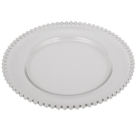A&B Home 13"" Glass Charger, Silver Beaded Rim Modern Chic/Clear | Walmart (US)