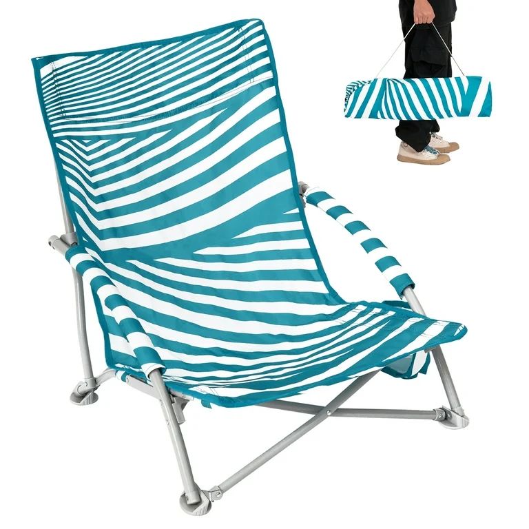 #WEJOY High Back Beach Chair Low Seat Folding Camping Chairs Lightweight Lawn Chair with Cup Hold... | Walmart (US)