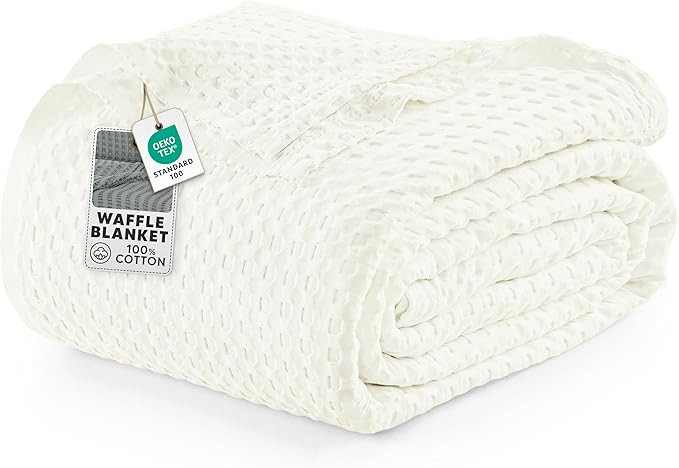 Utopia Bedding Ivory 100% Cotton Waffle Blanket 300 GSM [Twin - 90x66 Inch] Soft Lightweight Brea... | Amazon (US)