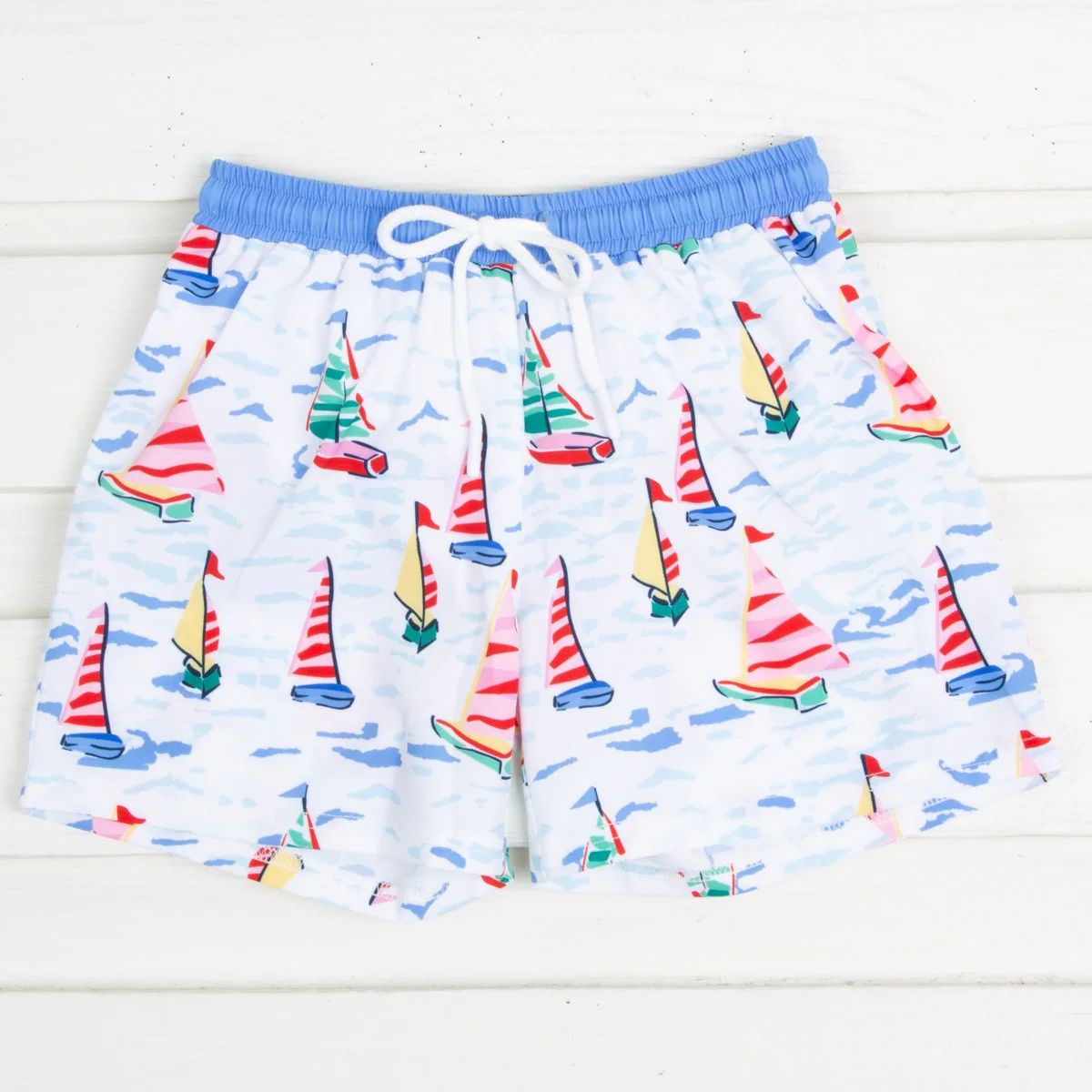 Watercolor Sailboat Swim Trunks | Classic Whimsy