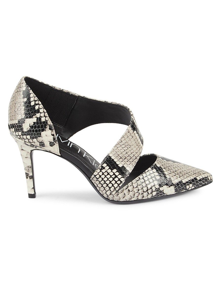 Calvin Klein Women's Gella Snakeskin-Embossed Leather Pumps - Natural - Size 6 | Saks Fifth Avenue OFF 5TH