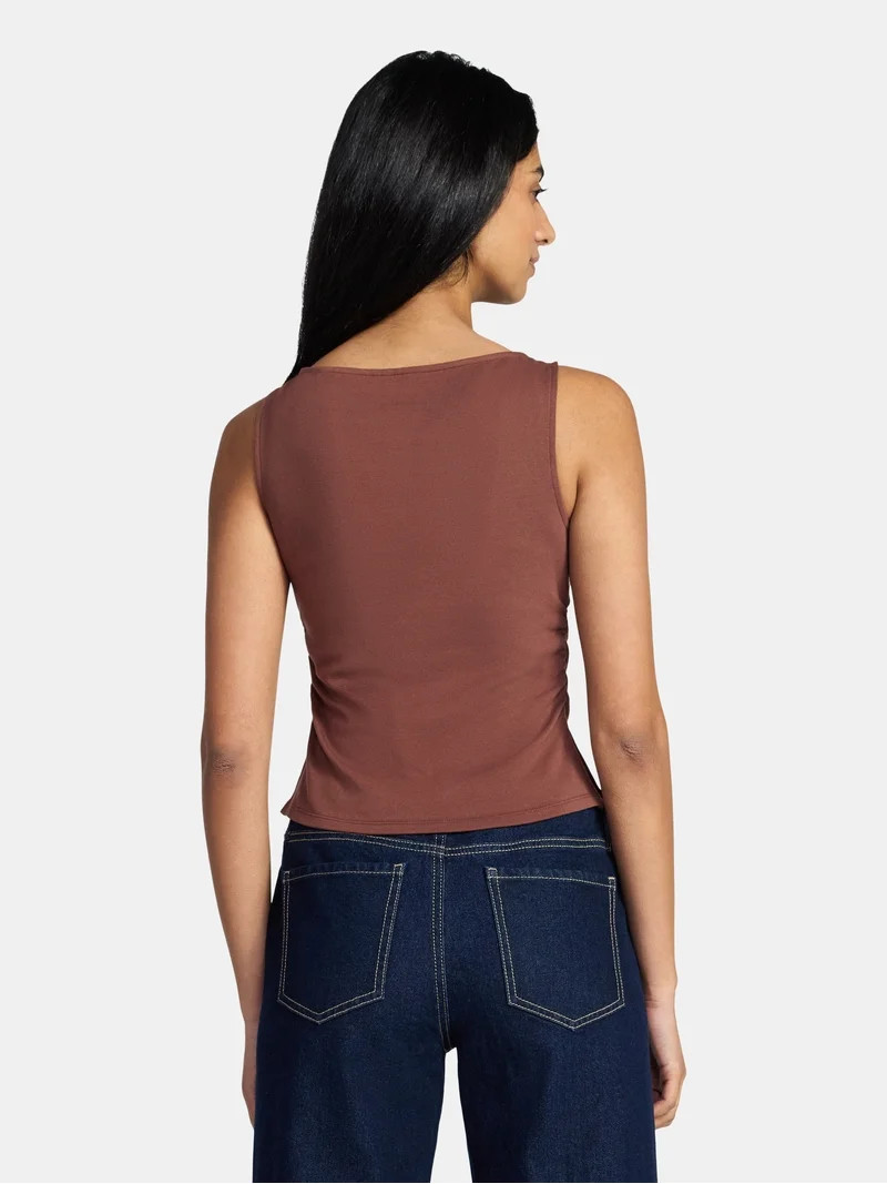 Madden NYC Women's Sleeveless Ruched Tank Top, Sizes XXS-XXL | Walmart (US)