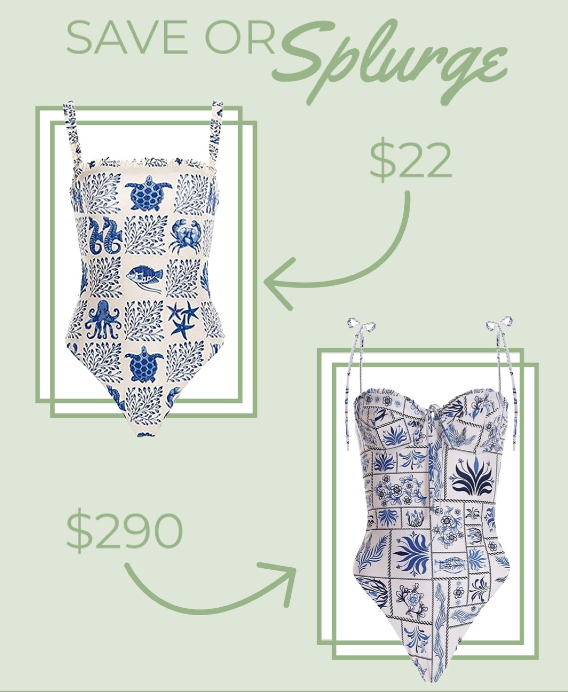 Save or splurge on romantic blue tile print swimsuit inspired by Agua Bendita for under $50  

#LTKunder50 #LTKSeasonal #LTKswim