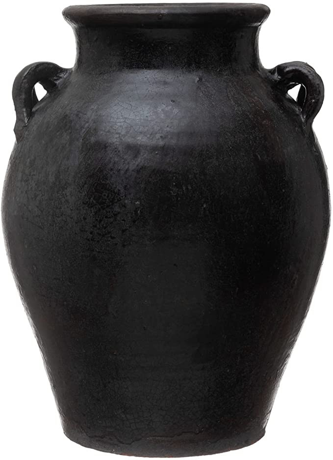 Creative Co-Op Found Decorative Clay Jar, Black, 12'' | Amazon (US)