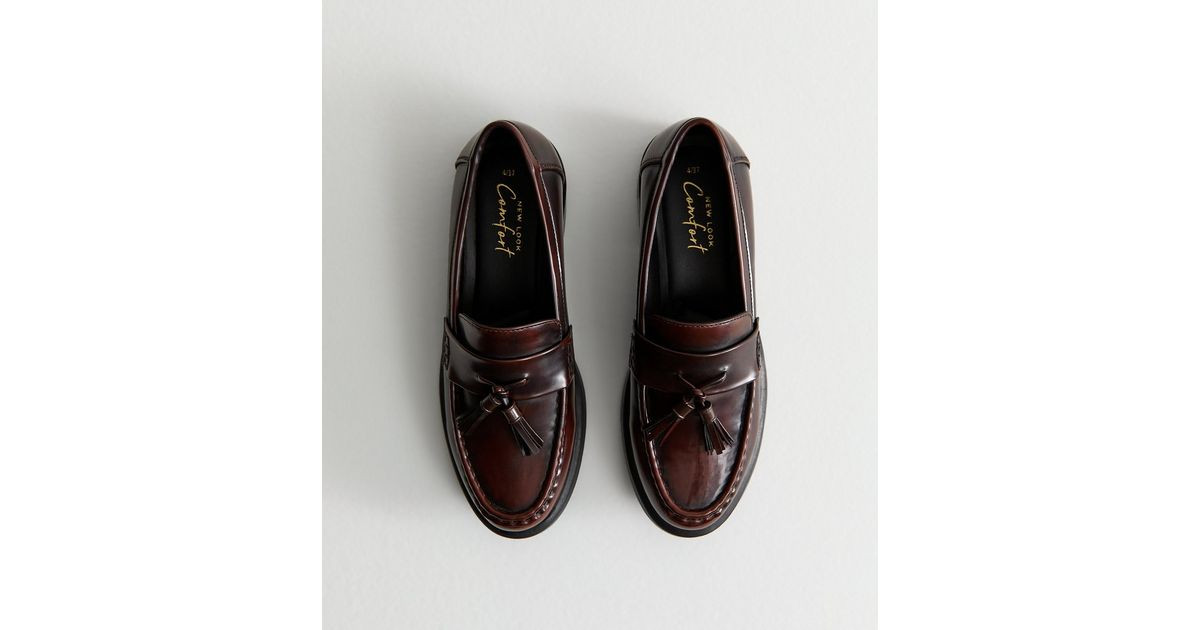 Brown Faux Leather Tassel Charm Almond Toe Loafers | New Look | New Look (UK)