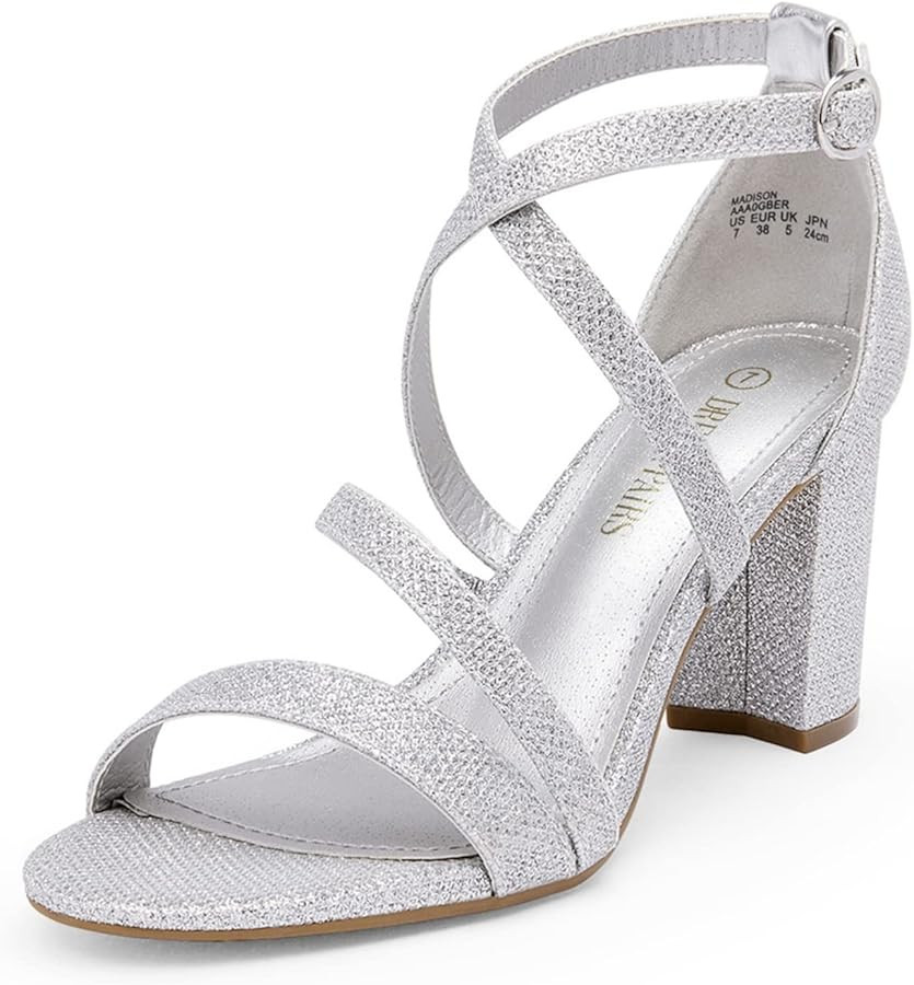 DREAM PAIRS Women’s Ankle Strap Dress Pump Low Chunky Heel Sandals | Amazon (US)