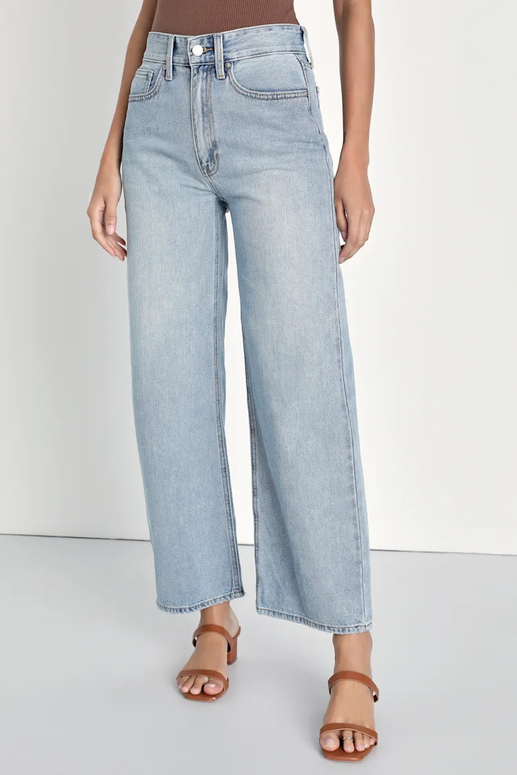 Trending Mood Light Wash High-Rise Wide-Leg Jeans | Lulus