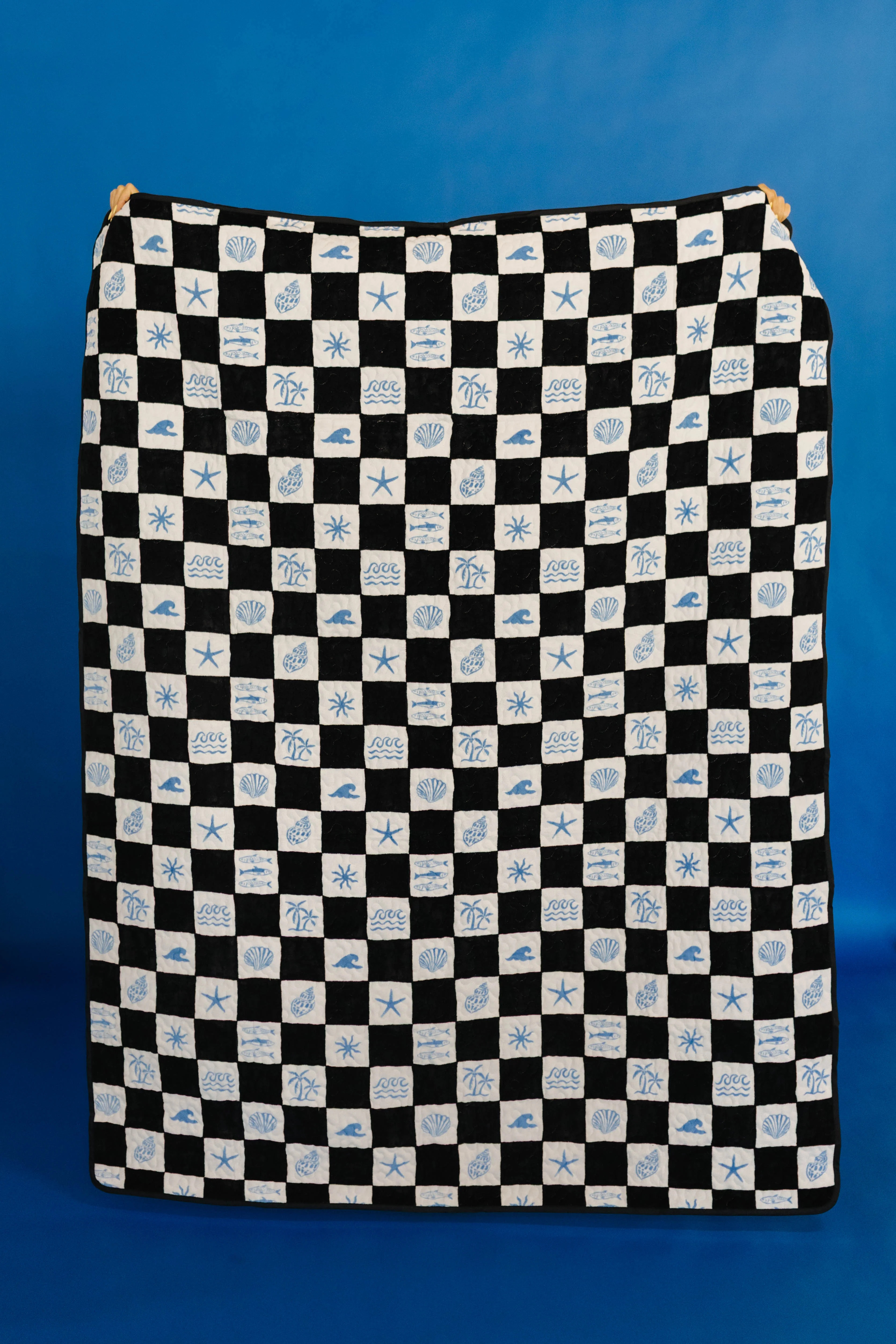 Coastal Check Outdoor Quillow 54x72 | Staykation