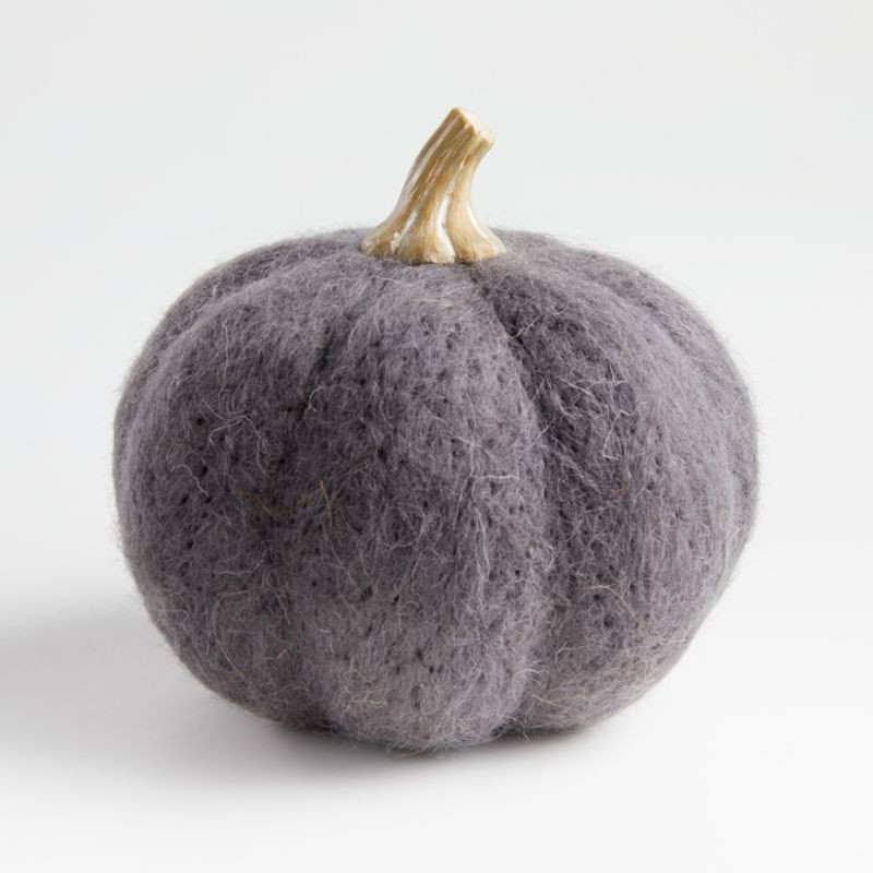Large Dark Grey Felt Pumpkin + Reviews | Crate and Barrel | Crate & Barrel