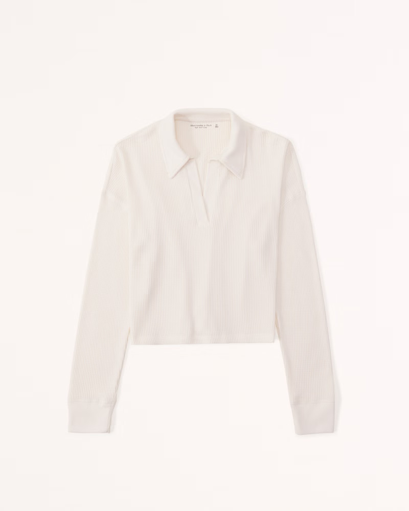 Essential Long-Sleeve Waffle Polo | Abercrombie & Fitch (US)